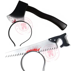 Nuovo Halloween Horror Wear Testa Coltello Forbici Siringa Terrorista Hairband Cosplay Fancy Dress Costume da festa Trucco Giocattolo Parodia Puntelli 1