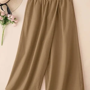2025 ZANZEA Autunno Casual Elastico In Vita Pantaloni Pantaloni Da Donna Elegante Allentato Gamba Larga Pantalon Solido Lavoro Palazzo Femminile Capris 1