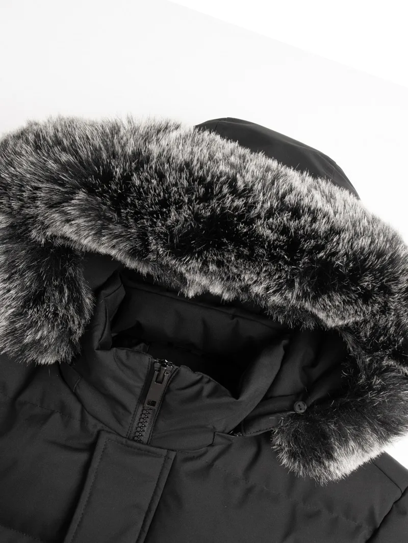 Giacca invernale da uomo in finto antivento Cappotto casual in poliestere con cappuccio staccabile Cerniera frontale Maniche lunghe e tasche Abiti invernali 6