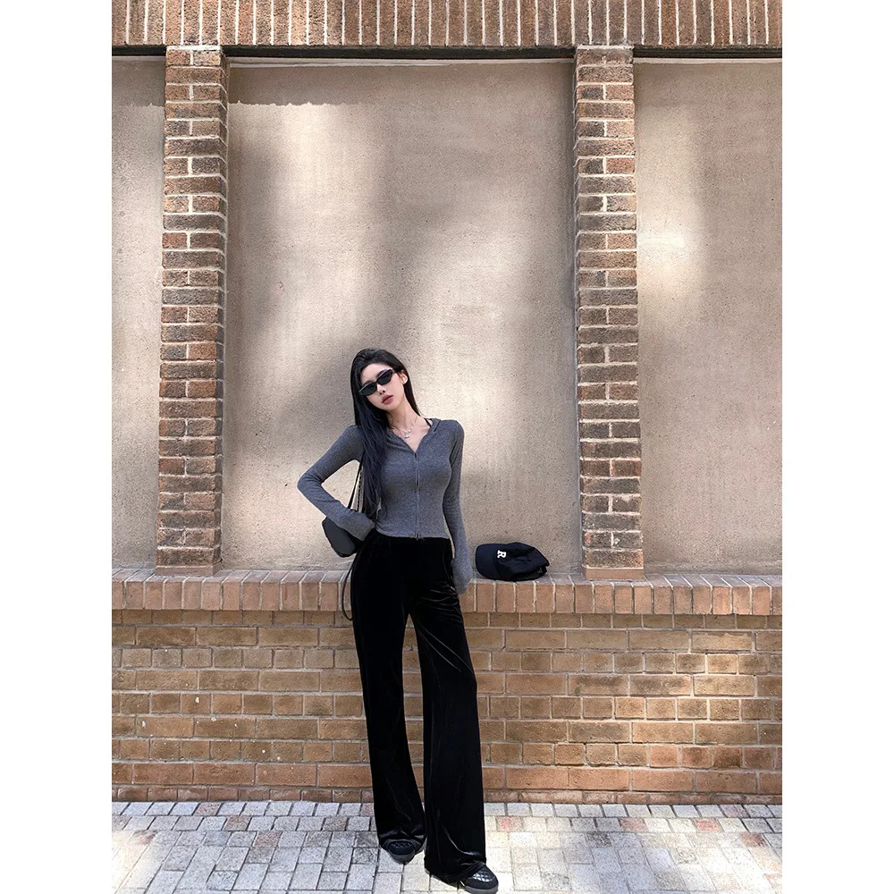 Giacca dimagrante coreana con cappuccio e cerniera Dongdaemun. Top versatile da donna in stile primaverile autunnale che migliora il bianco carino 4