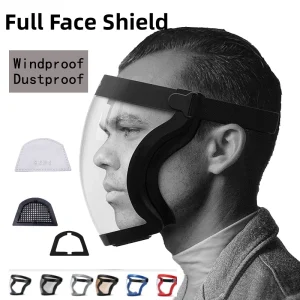 Maschera protettiva trasparente a pieno facciale Resistente alla polvere e alla nebbia Resistente agli spruzzi d'olio Lavoro Cucina domestica Strumenti per maschera di sicurezza riutilizzabili 1