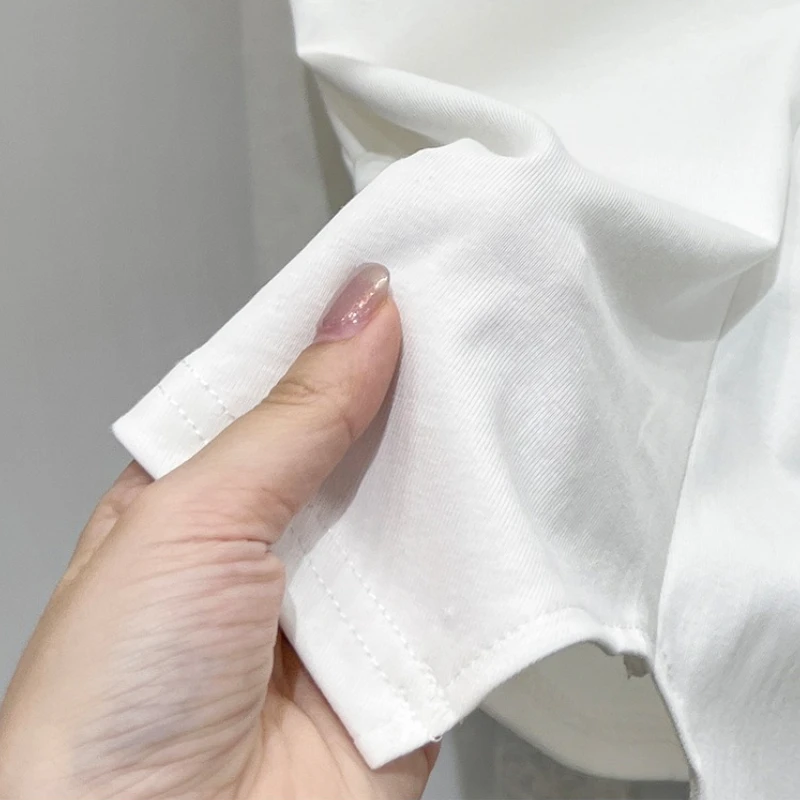 Donna Autumnr Inverno Casual Splice Top T-shirt Donna Slim Versatile Cotone Tees 2025 Basic Solid Manica lunga O Collo T Shirt 5