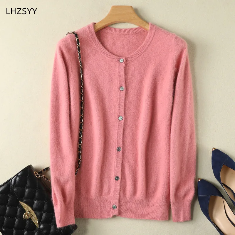 Cardigan da donna di grandi dimensioni caldo puro visone maglioni di cashmere O-collo cappotto allentato maglione femminile giacca da donna cardigan in maglia solida 2