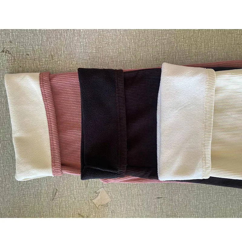 Pantaloni lunghi da donna in pile a gamba larga invernali addensano pantaloni lunghi invernali dritti in vita elastica pantaloni casual larghi con bottoni femminili 5