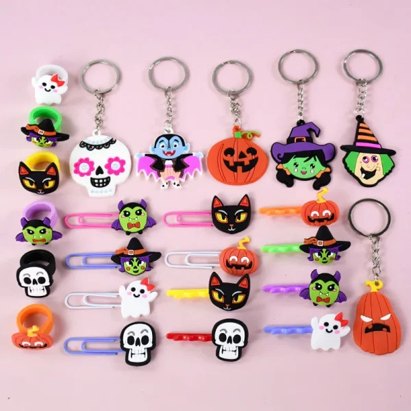 6-40 pezzi Regali di Halloween Giocattoli Bracciale schiaffo Strega Scheletro Zucca Fantasma Portachiavi Festa Kid Tornante Anello Bomboniera di compleanno Forniture 2