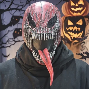 Maschera in lattice con veneno insanguinato horror di Halloween, oggetti di scena per costumi cosplay di ruolo di film, maschera per la testa piena di horror per feste, COSPLAY per feste da ballo 1