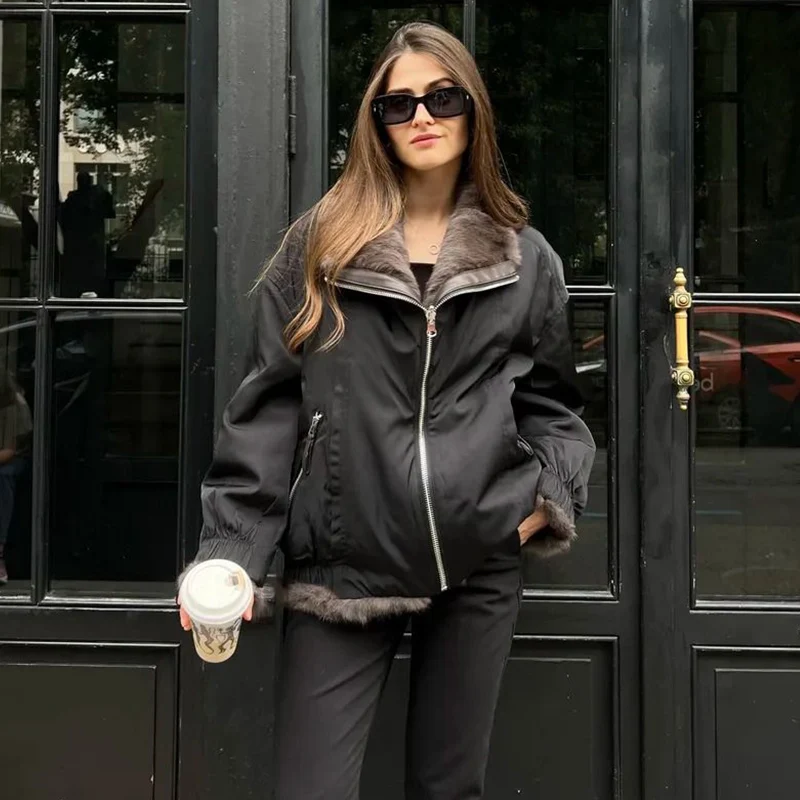 Giacca invernale da donna 2025 Nuovo caldo naturale vera pelliccia di coniglio Parka cappotto femminile di lusso con capispalla caldi vestiti di tendenza della moda 1