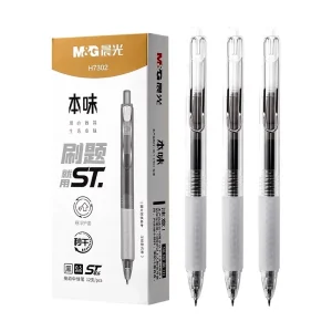 M&G Stationery Penna gel ad asciugatura rapida, nera 0,5 mm, pennino st, guaina in gomma morbida, ricarica ricaricabile, adatta per studenti e offi 1