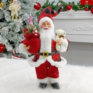 Figurine di Babbo Natale sedute in piedi di Natale, bambola carina da 12 pollici, albero di Natale, ornamento per feste, tavolo, ufficio, camino, decorazioni per la casa 1