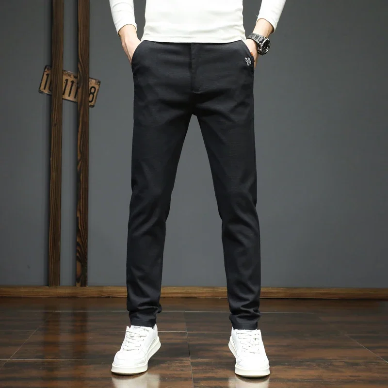 Pantaloni casual da uomo nuovi autunno inverno moda coreana pantaloni slim fit dritti elasticizzati pantaloni sportivi di alta qualità tinta unita maschile 5
