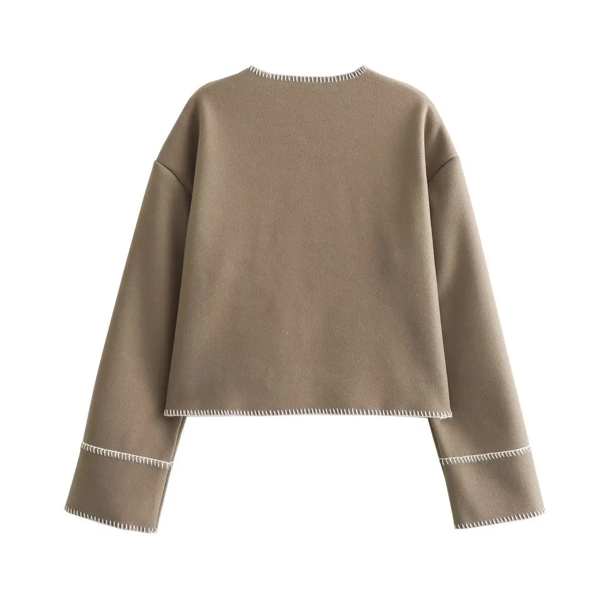 2024 nuove donne moda linea di contrasto decorazione scollo a V giacca Casual capispalla femminile Chic autunno Kimono cappotto top 5