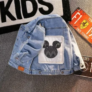 Giacca di jeans di Topolino per ragazzi Cappotti di moda Abbigliamento per bambini Autunno Neonate Vestiti Capispalla Cartoon Jean Giubbotti Cappotto 1