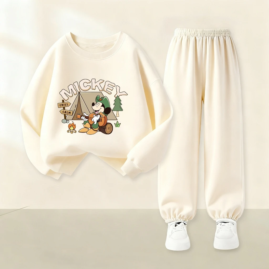 Boutique Abbigliamento per bambini Completi con cappuccio Girocollo Cartoon Topolino Felpa a maniche lunghe Pantaloni Bambini 2 pezzi/set Costume da bambino 2