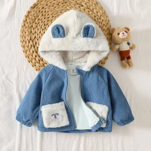 2025 Nuovo Autunno Inverno Infantile Neonati maschi Cappotto carino Cerniera in pile Neonato 1-3Y Pile con cappuccio Maniche lunghe Capispalla caldo Quotidiano 1