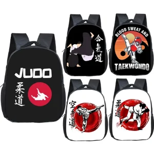 Cool Martial Art Judo / Taekwondo / Karate / Aikido zaino borse da scuola per bambini Boy Girl Toddler Bag Kid Kindergarten Backpack 1