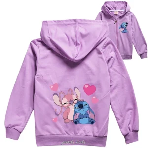 Lovely Lilo And Stitch 2-16Y Cartoon Clothes Kids Hoody Zipper Jacket Pants 2pcs Set abbigliamento per ragazzi Toddler Girls Outfits 1