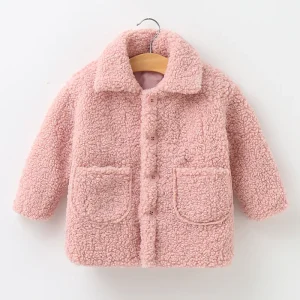 Giacca da ragazza in peluche Primavera Autunno Tenere al caldo Capispalla Moda Piccola principessa Cappotto natalizio Abbigliamento per bambini 2 3 4 5 6 7 anni 1