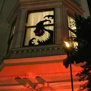 Decorazione di Halloween adesivi per porte della stanza decorazioni per finestre scheletro zucca a mano fai da te diavolo cappello da strega adesivi per finestre in vetro fantasma 1