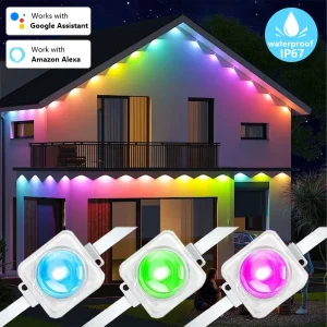 100FT 60 LED Luci esterne permanenti Smart RGBIC Eaves Luci a LED Festival Lampeggiante Illuminazione Fata String Illuminazione natalizia 1