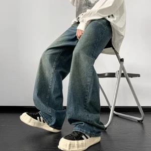 Jeans uomo autunno pantaloni larghi in Denim Jeans a gamba larga pantaloni in Denim dritti maschili Harajuku pantaloni Jeans Vintage Streetwear vestiti 1