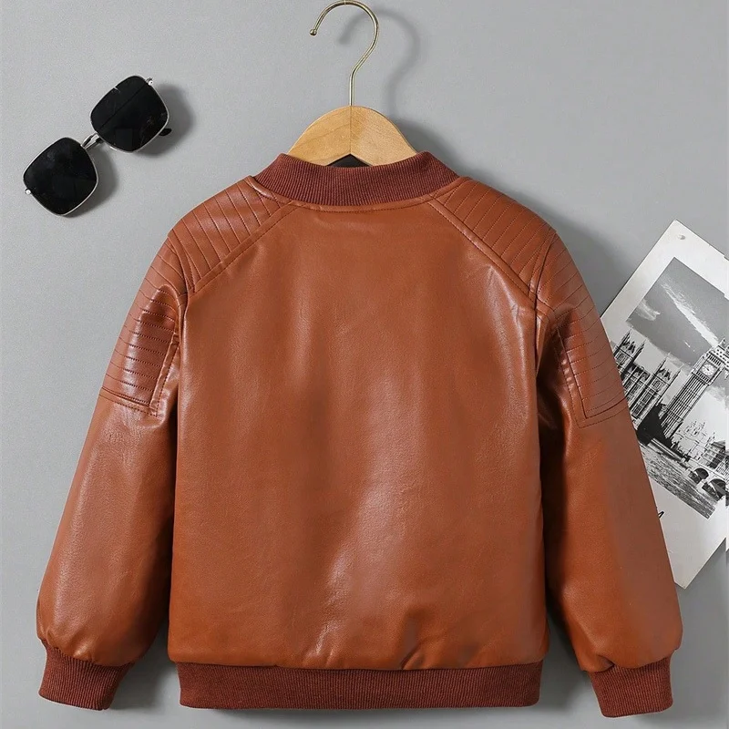 2-14Y Ragazzi Giacche di pelle spesse Ragazze Inverno Peluche Cappotti di velluto Bambini Caldo Capispalla in pelle PU Bambini Autunno Abbigliamento moda 2