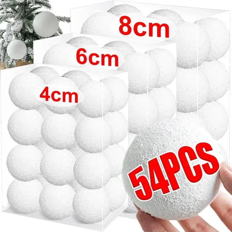 54/6PCS Palline di Natale in Schiuma Bianca per Albero di Natale Appeso Palla Ornamenti Pendenti per Matrimonio Capodanno Festa Decorazioni per la Casa Forniture 1