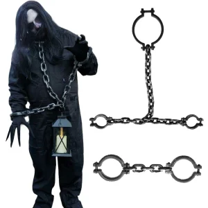 Decorazioni di Halloween Griglie di plastica Catena Cosplay Prigioniero Manette Puntelli di trucco Forniture per feste in costume in maschera di Halloween 1