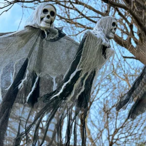 Fantasma scheletro per decorazioni di Halloween con LED, fantasmi per decorazioni di Halloween Luci a corda per uso esterno e interno nei giardini 1