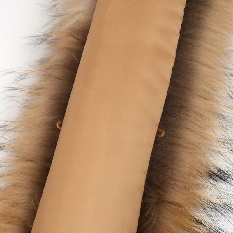 Collo in vera pelliccia per cappotto Parka Sciarpa invernale in pelliccia di procione naturale per giacca Calda cappuccio peloso di lusso con bottoni 5