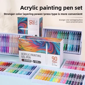 LANGUO 90/6 Colori Presse Glitter Pittura Acrilica Penna Gel Grande Capacità 1.0mm Penna di Scrittura Cancelleria Per Ufficio Materiale Scolastico 1