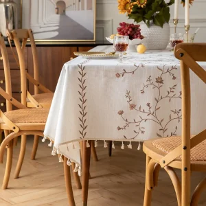 Tovaglia bianca moderna e minimalista, tessuto in cotone e lino stile INS, copertura da pranzo/scrivania rettangolare fresca e impermeabile 1