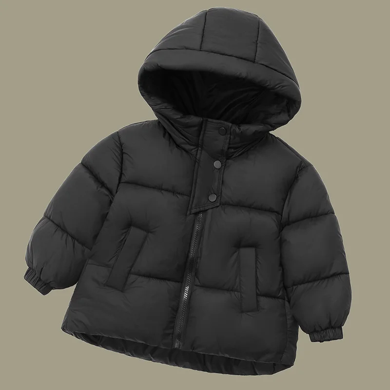 Piumini per bambini Ragazzi Cappotti spessi e caldi Bambini Capispalla invernale con cappuccio Ragazze Moda Parka tinta unita Nuovi vestiti per bambini 4