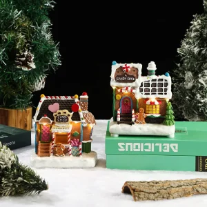 Albero di Natale luminoso Ornamenti per la casa di omino di pan di zenzero Decorazioni per il desktop di Natale Regali di Capodanno Forniture per feste di festival 1