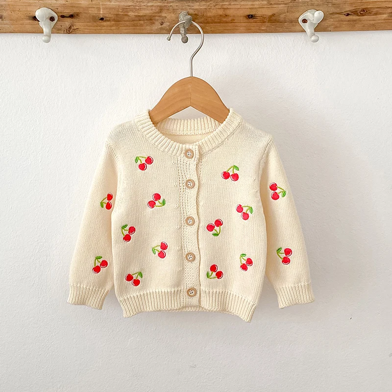 Maglione per bambini Moda Fiore Ricamo Cardigan lavorato a maglia Giacca Maglione per bambini Cappotto Cardigan per ragazza Ragazze Autunno Inverno Vestiti 0-24M 4
