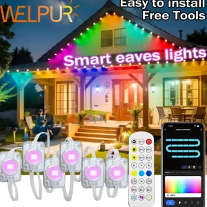 Stringa di luci RGB per esterni Luci per grondaia a LED intelligenti impermeabili IP67 con app/telecomando per decorazioni natalizie e tutte le vacanze 1