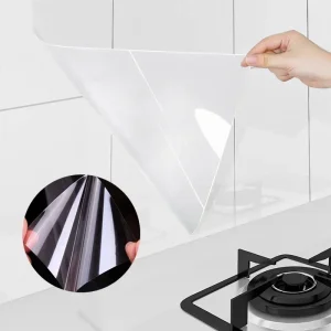 Adesivo da cucina a prova di olio Carta da parati autoadesiva elettrostatica trasparente resistente alle alte temperature per piastrelle per cappa da cucina 1