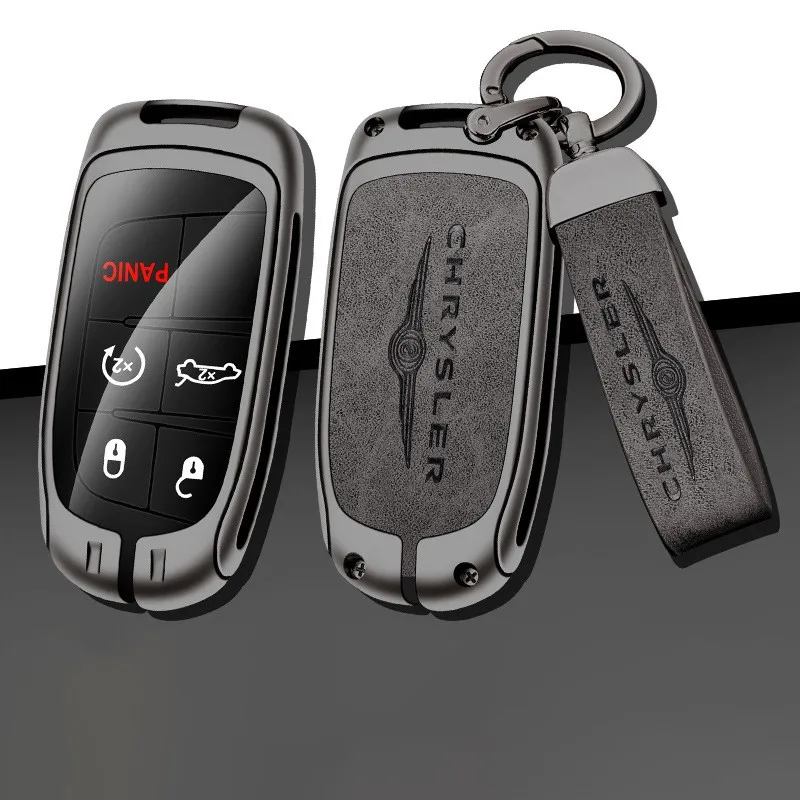 Custodia protettiva per chiave remota intelligente per auto in pelle in lega di zinco Shell per Chrysler 200 300 300C Wrangler Accessori portachiavi automatico 1