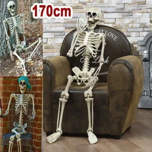 Scultura decorativa di teschio di Halloween Giunti mobili/posibili Figura di scheletro umano a grandezza naturale per cortile Giardino Patio Casa stregata 1