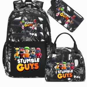 Nuovi Stumble Guys Stampa Zaini Ragazzi Ragazze Gioco di cartoni animati Borse da scuola Bambini Tasche multiple Zaino Anime di moda Set da 3 pezzi 1