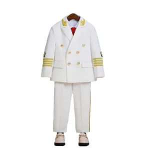 Bambini White Captain Pilot Cos gioca uniforme bambini Jakcet pantaloni Tie Performance Suit bambini fotografia vestito adolescenti Costume 1