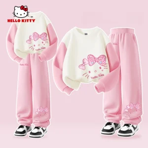 Sanrio Autunno Neonate Vestiti Set Kid Hello Kitty Stampato Felpe Pullover Top e Pantaloni 2 pezzi Bambini Patchwork Tuta 1