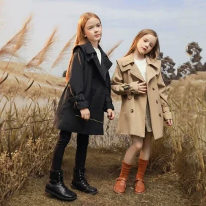 Trench per ragazze per adolescenti da 3-14 anni Giacca a vento stile Inghilterra di nuova moda per ragazze Primavera Autunno Abbigliamento per bambini 1
