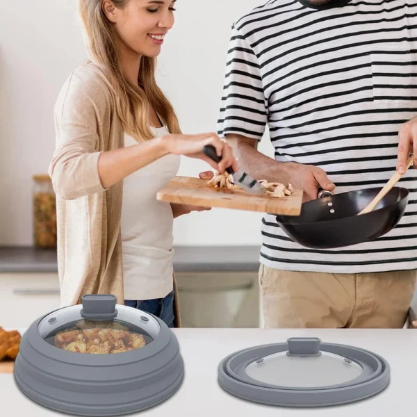 Copertura per schizzi a microonde coperchio in vetro coperchio di protezione per schizzi Silicone pieghevole per coperchio per pentole per alimenti coperchio per piatti 10.5in utensili da cucina 6