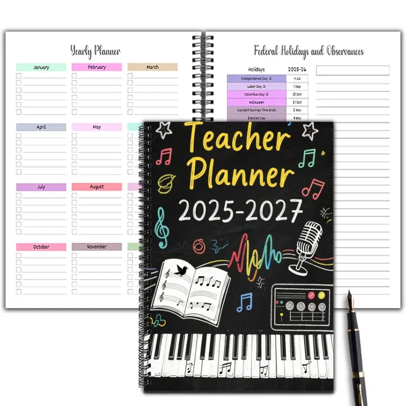 2025-2027Pianificatore, pianificazione del calendario mensile e settimanale dell'anno accademico, adatto per il libro di agenda del piano studente dell'insegnante dell'ufficio scolastico 3