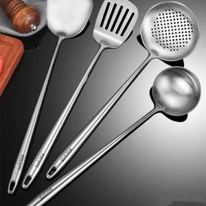 304 In Acciaio Inox Wok Spatola Accessori Da Cucina In Metallo Intaglio Turner Cucchiaio di Riso Mestolo Strumenti di Cottura Set di Utensili Dropshipping 1