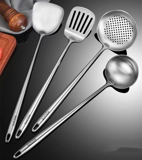 304 In Acciaio Inox Wok Spatola Accessori Da Cucina In Metallo Intaglio Turner Cucchiaio di Riso Mestolo Strumenti di Cottura Set di Utensili Dropshipping 1