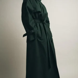 Stile europeo e americano autunno nuova moda abbigliamento femminile temperamento risvolto di fascia alta con cintura trench lungo allentato 1