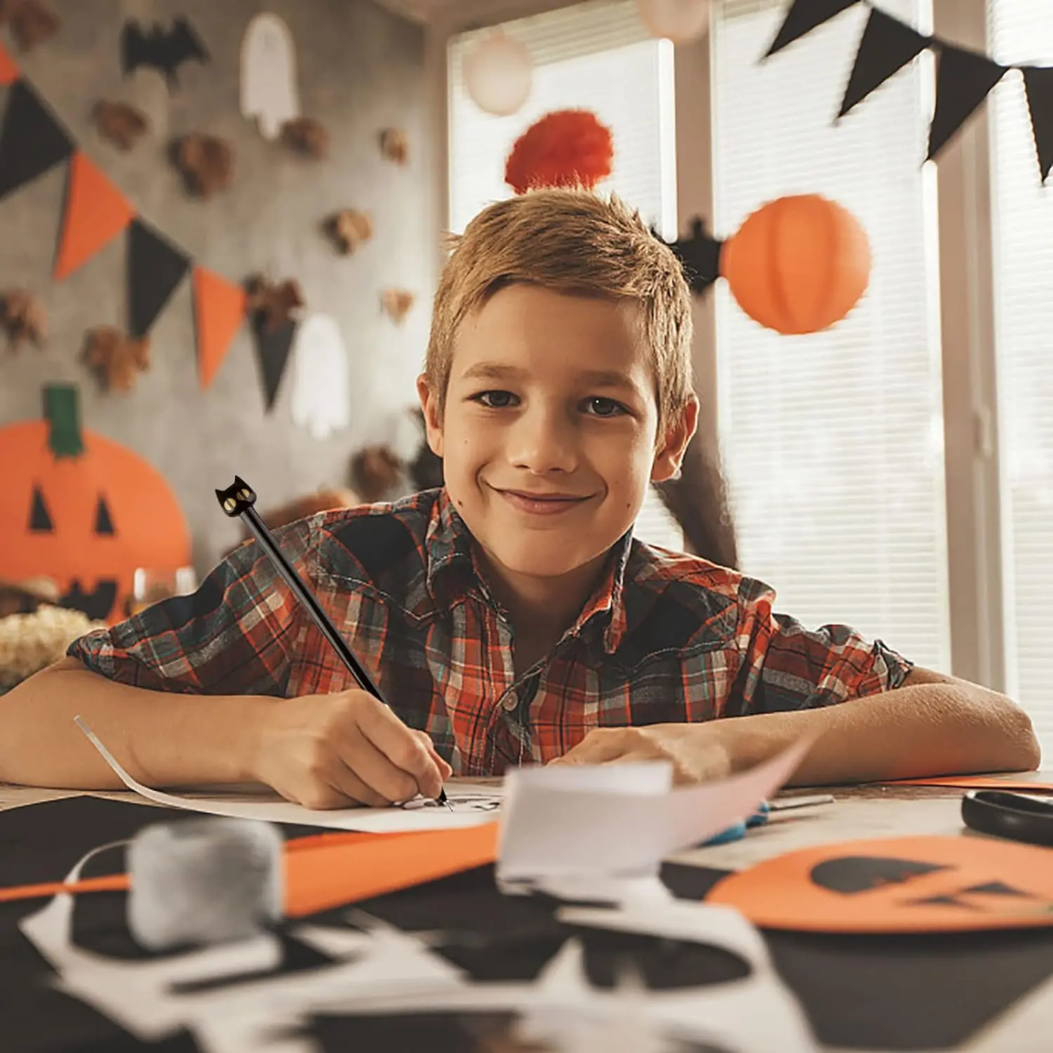 Set di penne gel simpatico cartone animato gatto nero da 0,5 mm per regali per feste di Halloween, regali, forniture per ufficio, ritorno a scuola 6