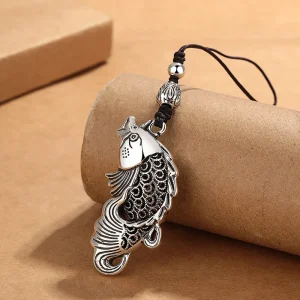 Squisito ciondolo pesce vuoto accessori per auto donne benedizione Top Grade Lotus Bead corda intrecciata portachiavi per gioielli da uomo 1