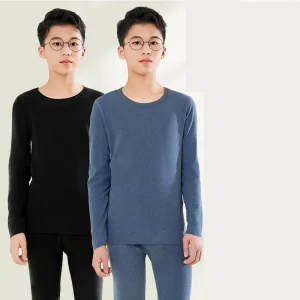 Set di biancheria intima termica in lana per giovani Abbigliamento invernale elastico morbido e confortevole per la casa per ragazzi e ragazze 1
